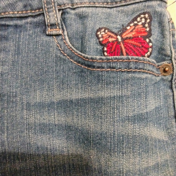 LUCKY BRAND Dylan Boyfriend Butterfly Appliques Distressed Stretch Jeans Size 12 - Picture 4 of 9